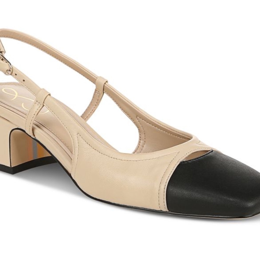 Sam Edelman Tarra Slingback Pumps - Cream & Black, Size 7.5 - WORN INDOORS ONLY